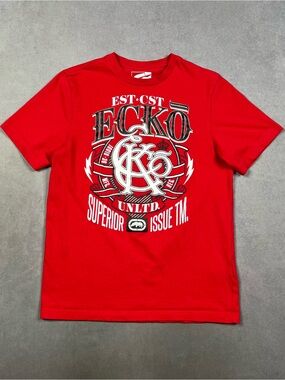 Ecko Unlimited Red Crewneck Logo Tee Y2K
